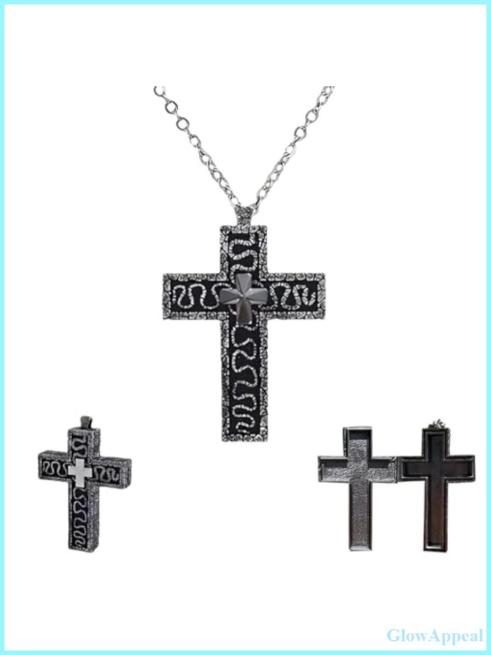 Stainless Steel Cross Necklace with Secret Compartment Pendant Handmade